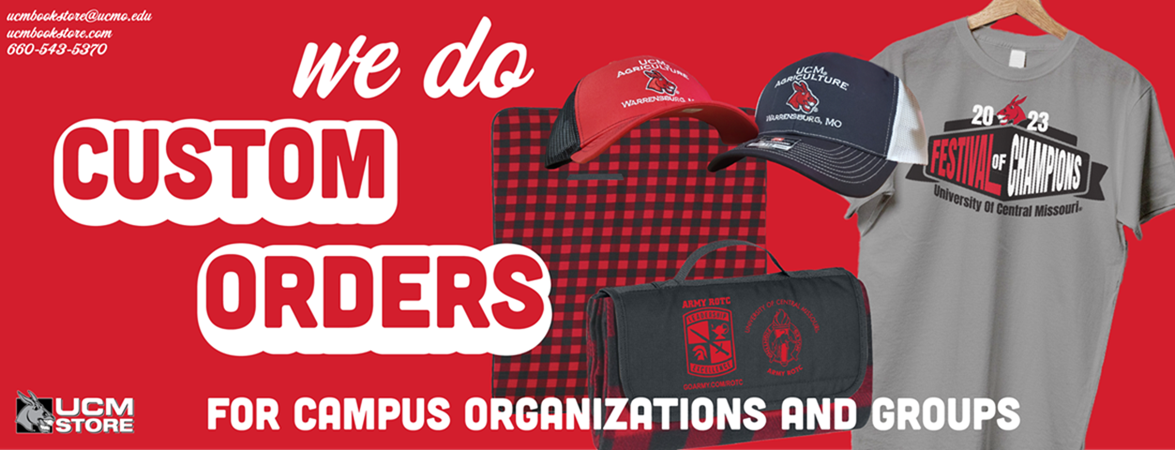 We do custom orders for campus organizations and groups.